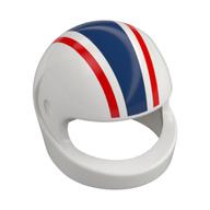 Helmet, Standard with Dark Blue/Red Strips print Weiß
