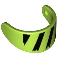 Headwear Accessory Visor For Standard Helmet with Black Hazard Stripes Print Lime