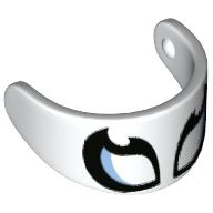 Headwear Accessory Visor For Standard Helmet with Curved Eyes Print White