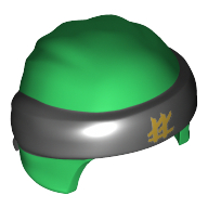 Head Wrap with Headband and Knot, Black Pattern and Gold Symbol Print Green