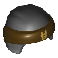 Head Wrap with Headband and Knot, Dark Brown Pattern and Gold Symbol Print Schwarz