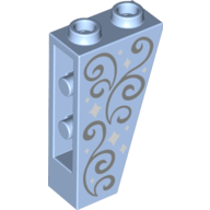 Brick Sloped Inverted 75° 2 × 1 × 3 with Stars and Swirls Print Leuchtendes Hellblau