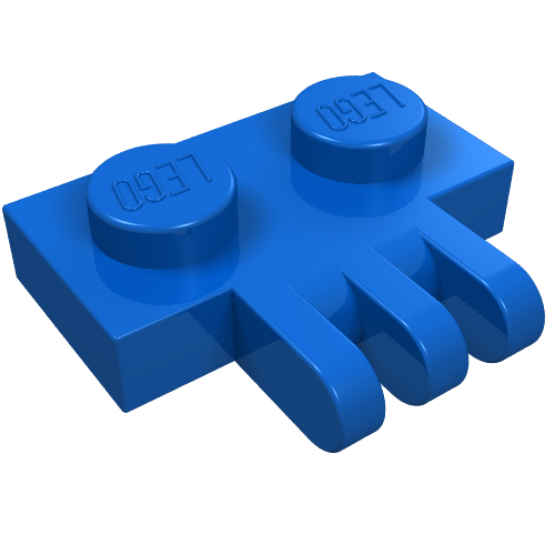 Hinge Plate 1 × 2 with 3 Fingers On Side Blue