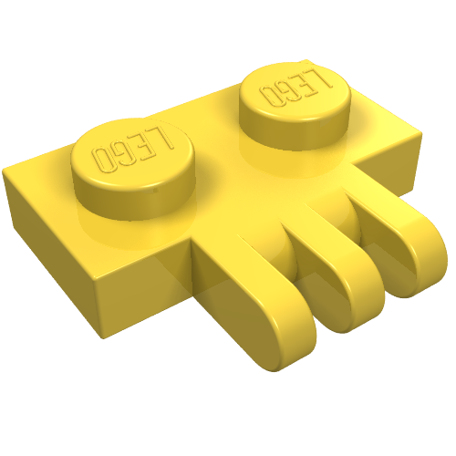 Hinge Plate 1 × 2 with 3 Fingers On Side Gelb