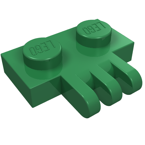 Hinge Plate 1 × 2 with 3 Fingers On Side Green