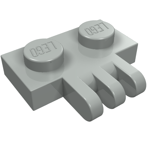 Hinge Plate 1 × 2 with 3 Fingers On Side Light Gray