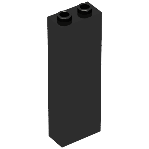 Brick 1 × 2 × 5 with Blocked Open Studs and Bottom Stud Holder with Asymmetric Ridges Black