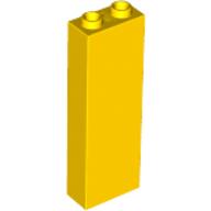 Brick 1 × 2 × 5 with Blocked Open Studs and Bottom Stud Holder with Asymmetric Ridges Gelb