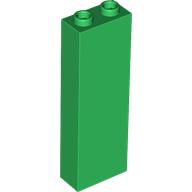 Brick 1 × 2 × 5 with Blocked Open Studs and Bottom Stud Holder with Asymmetric Ridges Green