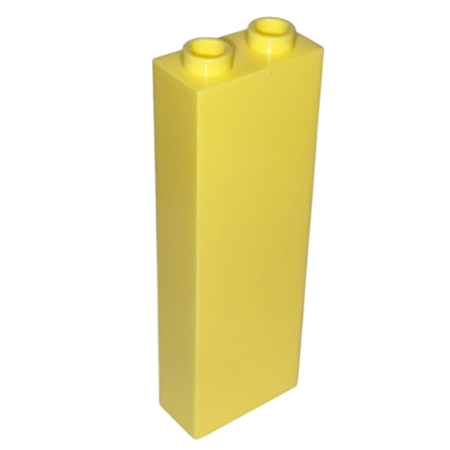 Brick 1 × 2 × 5 with Blocked Open Studs and Bottom Stud Holder with Asymmetric Ridges Bright Light Yellow
