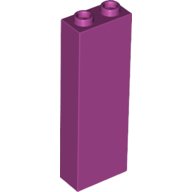 Brick 1 × 2 × 5 with Blocked Open Studs and Bottom Stud Holder with Asymmetric Ridges Magenta