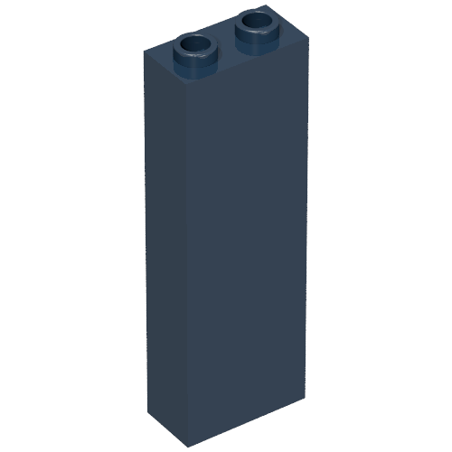 Brick 1 × 2 × 5 with Blocked Open Studs and Bottom Stud Holder with Asymmetric Ridges Dunkelblau