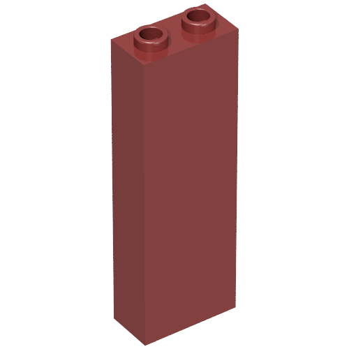 Brick 1 × 2 × 5 with Blocked Open Studs and Bottom Stud Holder with Asymmetric Ridges Dark Red