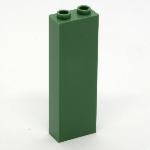 Brick 1 × 2 × 5 with Blocked Open Studs and Bottom Stud Holder with Asymmetric Ridges Sand Green
