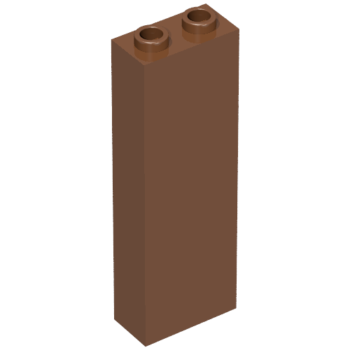 Brick 1 × 2 × 5 with Blocked Open Studs and Bottom Stud Holder with Asymmetric Ridges Reddish Brown