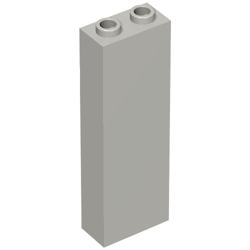 Brick 1 × 2 × 5 with Blocked Open Studs and Bottom Stud Holder with Asymmetric Ridges Hellblaugrau