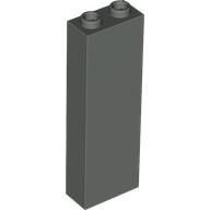 Brick 1 × 2 × 5 with Blocked Open Studs and Bottom Stud Holder with Asymmetric Ridges Dunkelgrau
