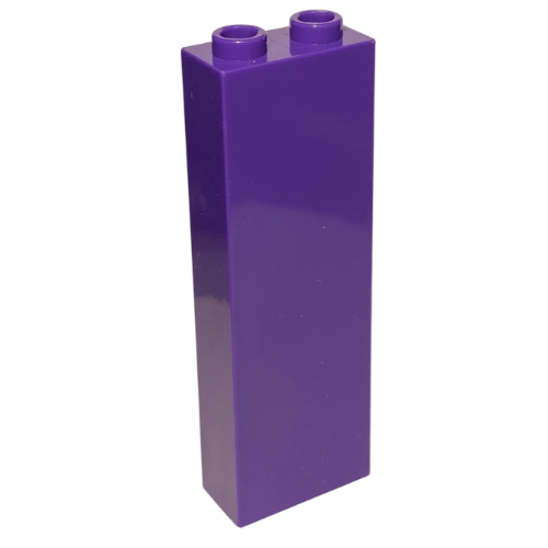 Brick 1 × 2 × 5 with Blocked Open Studs and Bottom Stud Holder with Asymmetric Ridges Dunkellila