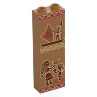 Brick 1 × 2 × 5 with Hollow Studs with Tribal Paintings, Catamaran, People print Medium Nougat