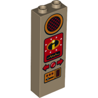 Brick 1 × 2 × 5 with Speaker, Buttons, Control Panel print Dark Tan