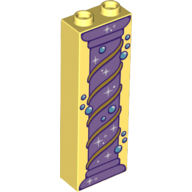 Brick 1 × 2 × 5 with Hollow Studs with Column, See Weed, Bubbles print Bright Light Yellow