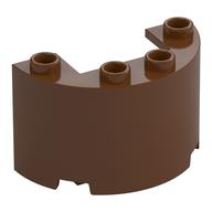Zylinder halb 2 × 4 × 2 mit 1 × 2 Aussparung Rotbraun