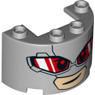 Cylinder Half 2 × 4 × 2 with 1 × 2 Cutout - Giant-Man Face with Red and White Goggle Lenses print Light Bluish Gray