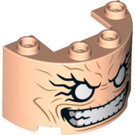Cylinder Half 2 × 4 × 2 with 1 × 2 Cutout with White Eyes, Clenched Teeth Print (M.O.D.O.K) Light Nougat