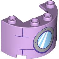Cylinder Half 2 × 4 × 2 with 1 × 2 Cutout with Round Window, Bricks print Lavendel