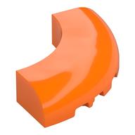 Brick Round Corner 5 × 5 × 1 Curved, Bottom Cut Outs, No Studs, 7 Bottom Tubes Orange