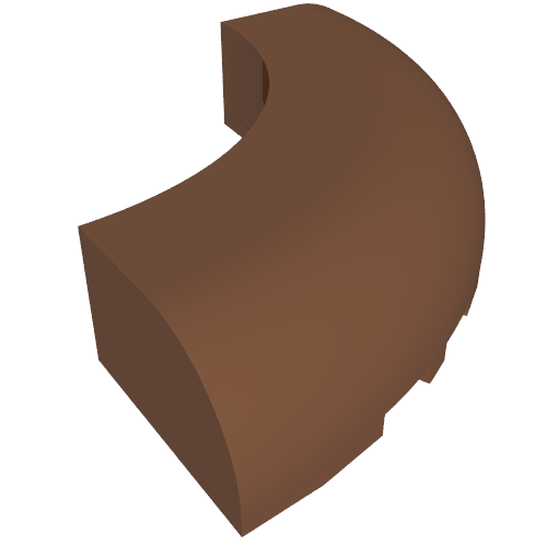 Brick Round Corner 5 × 5 × 1 Curved, Bottom Cut Outs, No Studs, 7 Bottom Tubes Rotbraun