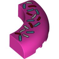 Brick Round Corner 5 × 5 × 1 Curved, Bottom Cut Outs, No Studs, 7 Bottom Tubes with Doughnut Sprinkles Print Dark Pink