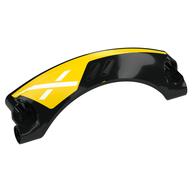 Technic Panel Car Mudguard Arched 9 × 2 × 3, Arched Top #42 with Yellow Paint, White X print Schwarz