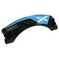 Technic Panel Car Mudguard Arched 9 × 2 × 3, Arched Top #42 with Medium Azure Paint, White X print Black