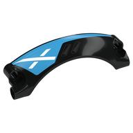 Technic Panel Car Mudguard Arched 9 × 2 × 3, Arched Top #42 with Medium Azure Paint, White X print Schwarz