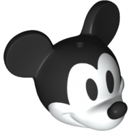 Minifig Head Special with Black Mouse Ears and Nose, White Face White