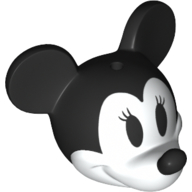 Minifig Head Special with Black Mouse Ears and Nose, White Face, Eyelashes print White