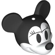 Minifig Head Special with Black Mouse Ears and Nose, White Face, Eyelashes, Eyelids print Weiß