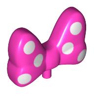 Headwear Accessory Bow Large with Small Pin with 6 White Polka Dots on Front and Back Print Dunkelrosa