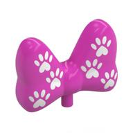 Headwear Accessory Bow Large with Small Pin with White Pawprints print Dark Pink