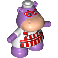 Duplo Figure Hippo with Red and White Apron Print (Hallie) Medium Lavender