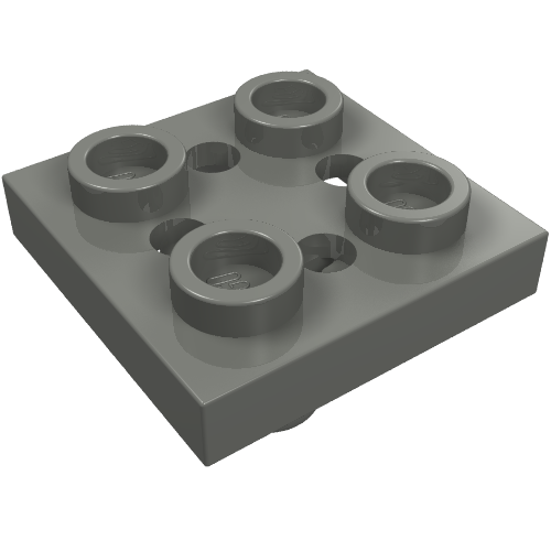 Plate Special 2 × 2 with Pin on Bottom, Small Holes in Plate and Rotational Locking Fingers on Underside Dunkelblaugrau