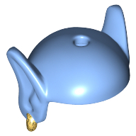 Bald Head with Hole in Top and Long Pointed Ears and Gold Earring in Right Ear [Genie] Medium Blue