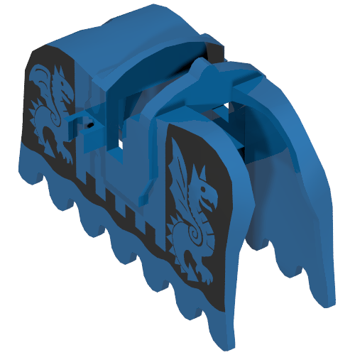 Animal / Creature Accessory, Horse Barding with Black Dragons (Black on Blue) Print Blue