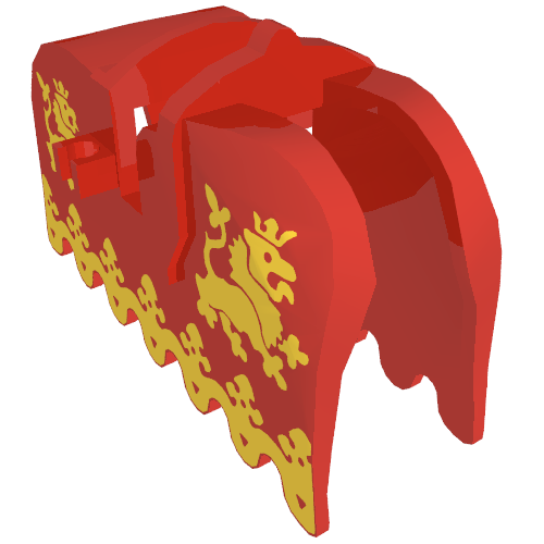 Animal / Creature Accessory, Horse Barding with Yellow Lions Print Red