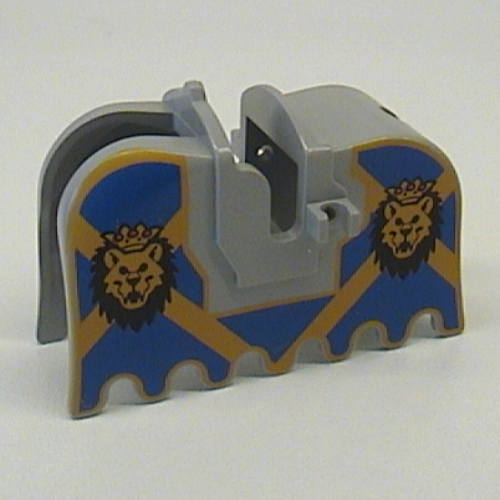 Tier / Kreaturen-Zubehör, Pferdepanzerung mit Löwenköpfen und Blau und Gelb (bedruckt)