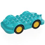 Duplo Car Base 4 × 8 with Four Black Wheels and Yellow Hubs Mittelazur