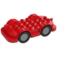 Duplo Car Base 4 × 8 with Four Black Wheels and Light Bluish Gray Hubs Rot
