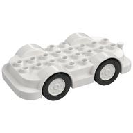 Duplo Car Base 4 × 8 with Four Black Wheels and White Hubs