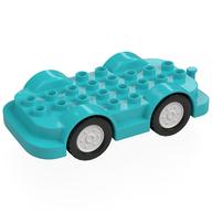 Duplo Car Base 4 × 8 with Four Black Wheels and White Hubs Medium Azure